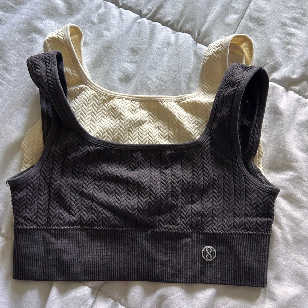 Layer 8 Black and Cream Sports Bras for Active Comfort